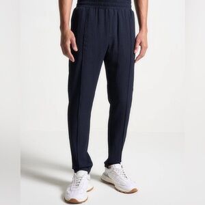 Seersucker Tapered Trousers - Navy